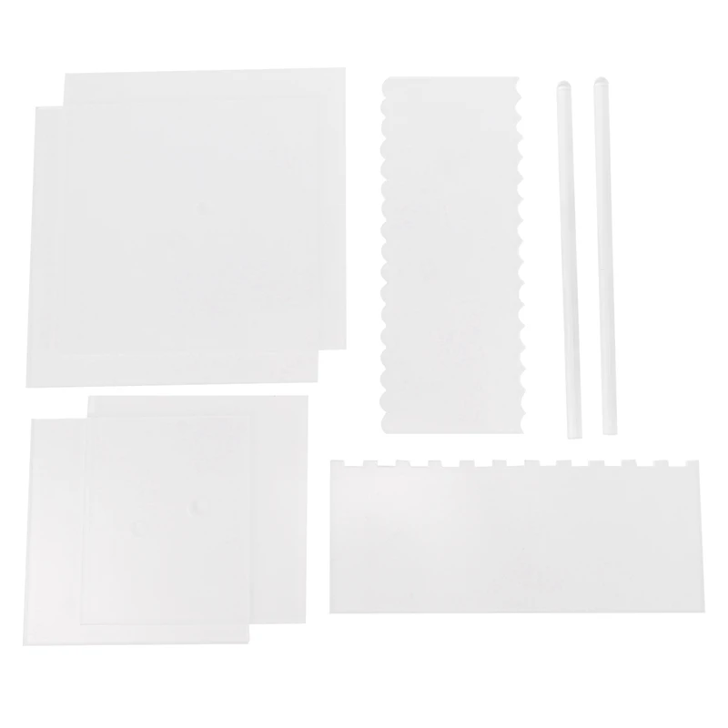 Acrylic Square Cake Discs Set,Buttercream Cake Decorating Tools With 4 Square Discs,Icing Scraper,Center Dowel For Cake
Acrylic Square Cake Discs Set,Buttercream Cake Decorating Tools With 4 Square Discs,Icing Scraper,Center Dowel For Cake