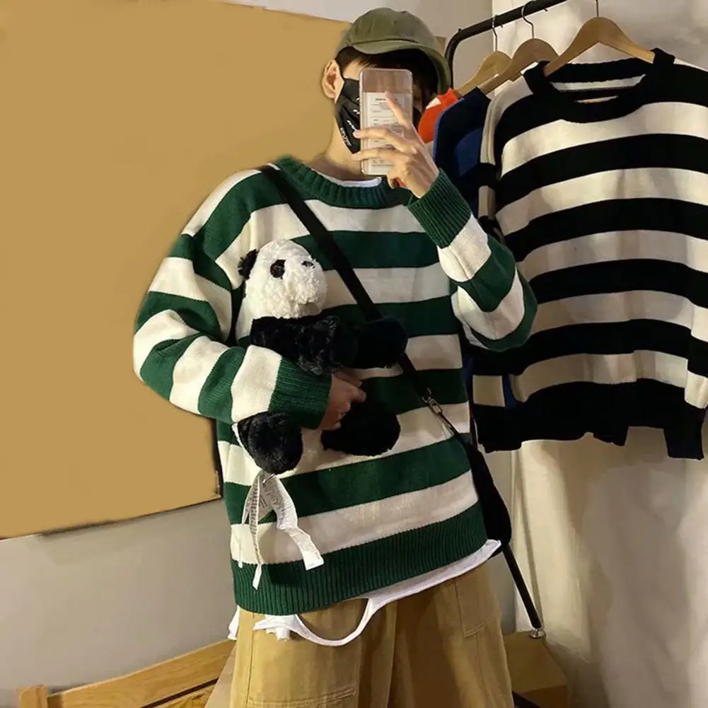 Autumn Sweater Long Sleeves Loose Striped Crew Neck Winter Sweater Men Autumn Sweater for School 
Autumn Sweater Long Sleeves Loose Striped Crew Neck Winter Sweater Men Autumn Sweater for School
