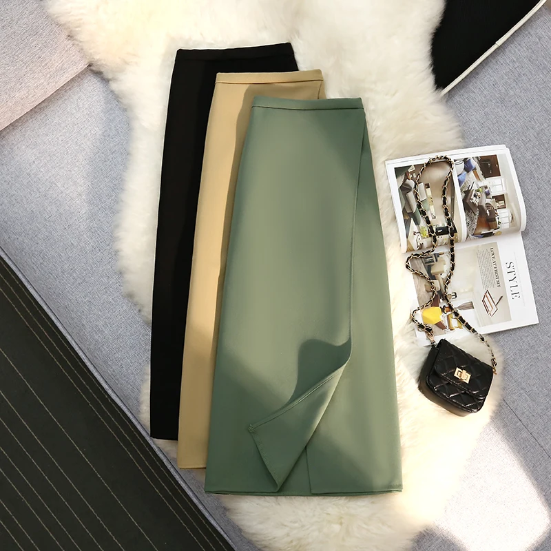 Женская прямая юбка-трапеция с разрезом, юбка средней длины с завышенной талией
Женская прямая юбка-трапеция с разрезом, юбка средней длины с завышенной талией