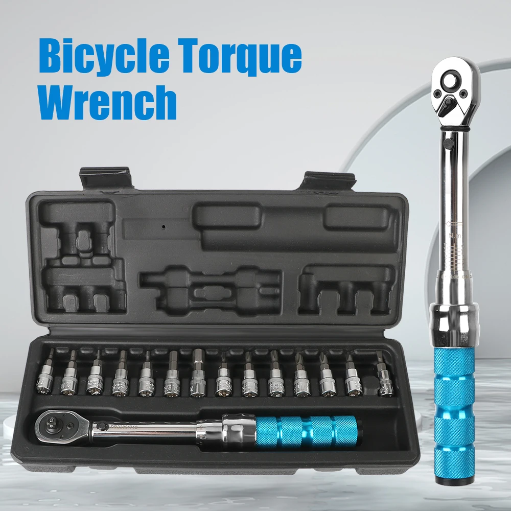 

Preset Bike Motorcycle Repair Tools 1/4" 2-14Nm Adjustable Torque Wrench Ratchet Socket Spanner Hand Tool Set