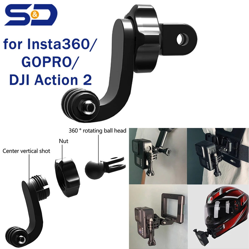 

Motorcycle Helmet Chin Stand Mount Holder Camera Base For GoPro/DJI Action 2/Insta360 Action Sports Camera Vertical Adapter