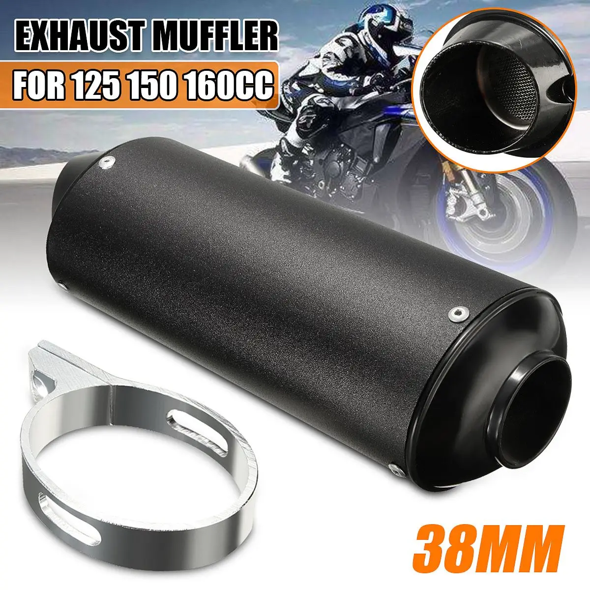 38mm Universal Motorcycle Exhaust Muffler Pipe W/ Clamp 125cc 150cc For Honda For Yamaha For Kawasaki for Suzuki ATV Motocross
38mm Universal Motorcycle Exhaust Muffler Pipe W/ Clamp 125cc 150cc For Honda For Yamaha For Kawasaki for Suzuki ATV Motocross