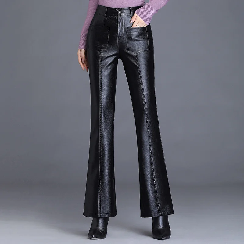 Новинка 2021, осенние черные женские брюки из искусственной кожи с высокой талией, женские уличные брюки из искусственной кожи с карманами, фо...
Новинка 2021, осенние черные женские брюки из искусственной кожи с высокой талией, женские уличные брюки из искусственной кожи с карманами, фо...