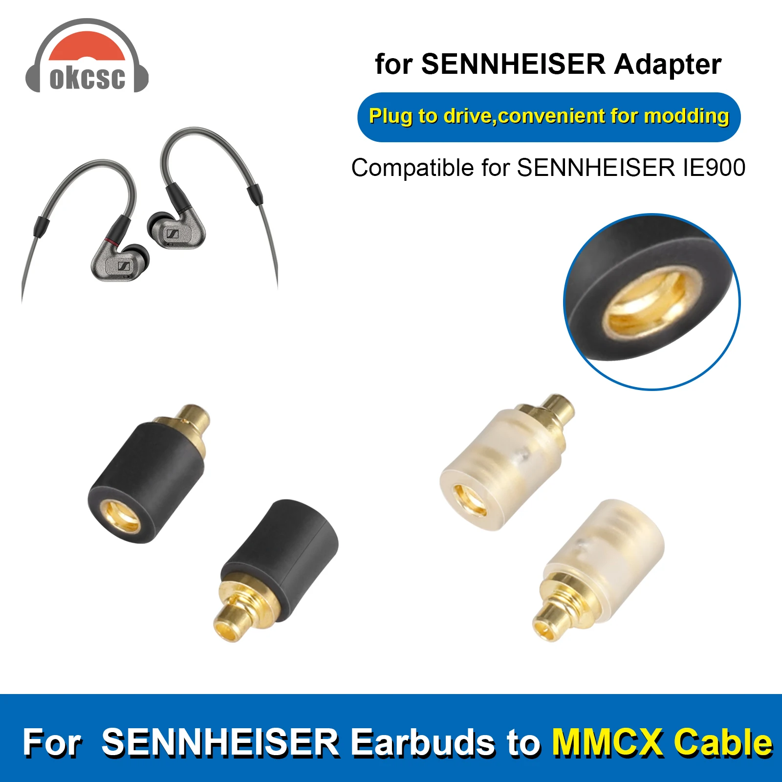 OKCSC Headphone Earphone Converter MMCX Cable Connector for Sennheiser IE300 IE600 IE900 N5005 Headsets Audio Jack Adapter
OKCSC Headphone Earphone Converter MMCX Cable Connector for Sennheiser IE300 IE600 IE900 N5005 Headsets Audio Jack Adapter