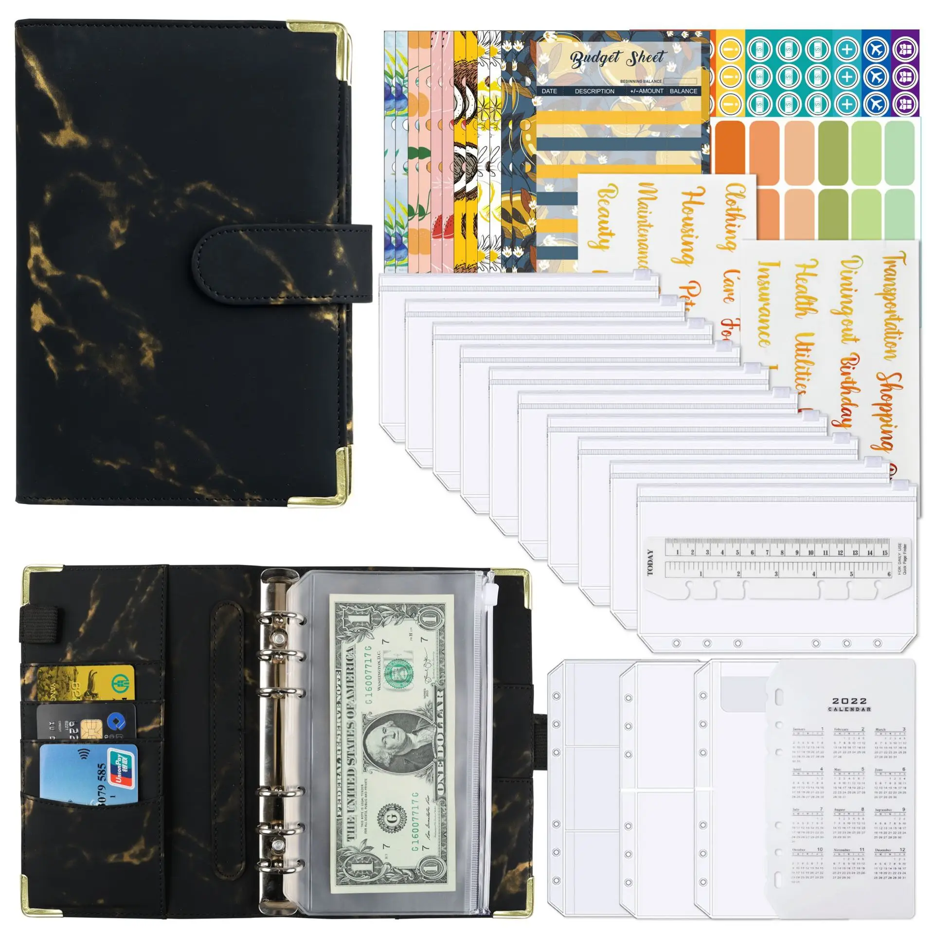A6 Marble Money Budget Planner Binder with Zipper Envelopes Cash Envelopes, for Budgeting Money Organizer for Binder Notebook
A6 Marble Money Budget Planner Binder with Zipper Envelopes Cash Envelopes, for Budgeting Money Organizer for Binder Notebook