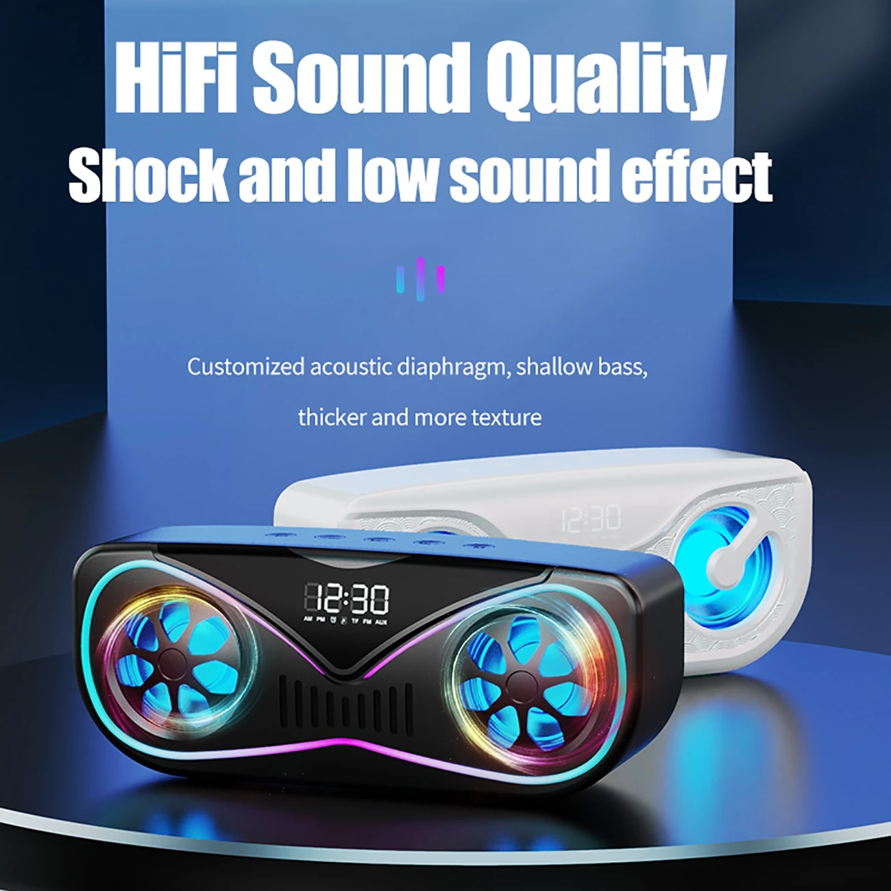 Multi-function Alarm Clock FM Radio Wireless Bluetooth Speaker with Alarm Clock LED Light Portable High Volume Speaker
Multi-function Alarm Clock FM Radio Wireless Bluetooth Speaker with Alarm Clock LED Light Portable High Volume Speaker