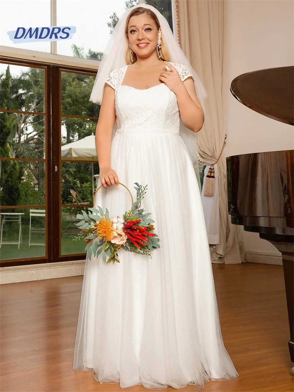 Pastrol Cap Sleeve Lace Wedding Dress Romantic Square Neck Floor-length Bridal Gown Beach Vestidos De Novia
Pastrol Cap Sleeve Lace Wedding Dress Romantic Square Neck Floor-length Bridal Gown Beach Vestidos De Novia