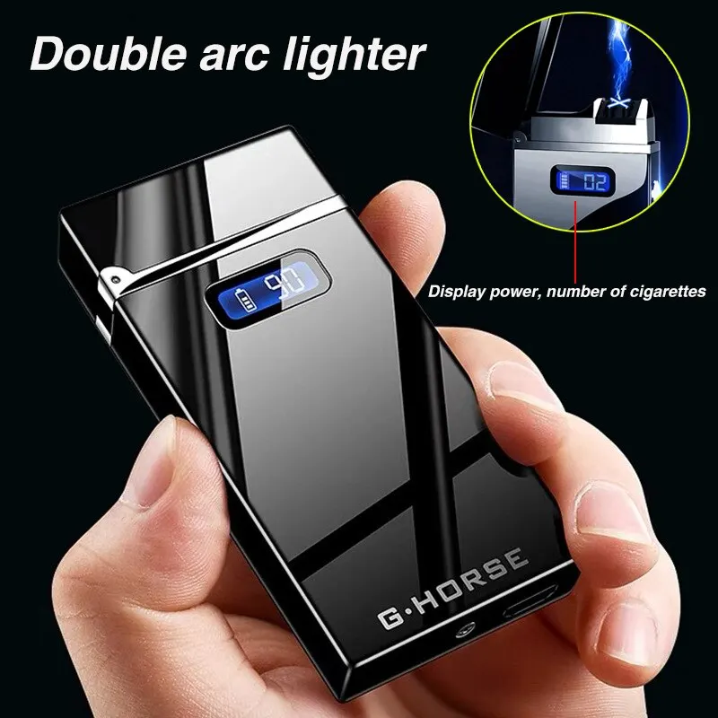 Digital Power Display High-end Intelligent USB Electric Double Arc Pulse Lighter Metal Mirror Personalized Fashion Men's Gift 
Digital Power Display High-end Intelligent USB Electric Double Arc Pulse Lighter Metal Mirror Personalized Fashion Men's Gift
