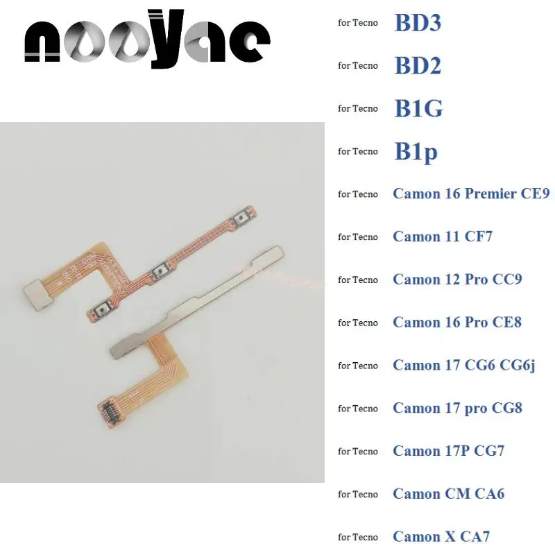 

10PCS Power On Off Volume Up Down Button Flex Cable Ribbon For Tecno Camon 11 12 16 17 17P X CM Pro Premier CF7 CE9 CC9 CE8 CG6