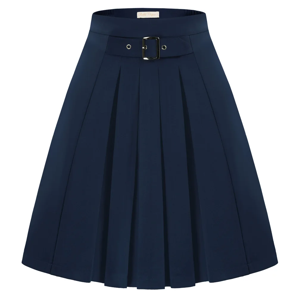 Fashion Women Vintage Pleated Skirt Female High Waist Belt Buckle Midi Skirt Lady Fashion Casual Flared A-Line Silhouette Skirt
Fashion Women Vintage Pleated Skirt Female High Waist Belt Buckle Midi Skirt Lady Fashion Casual Flared A-Line Silhouette Skirt