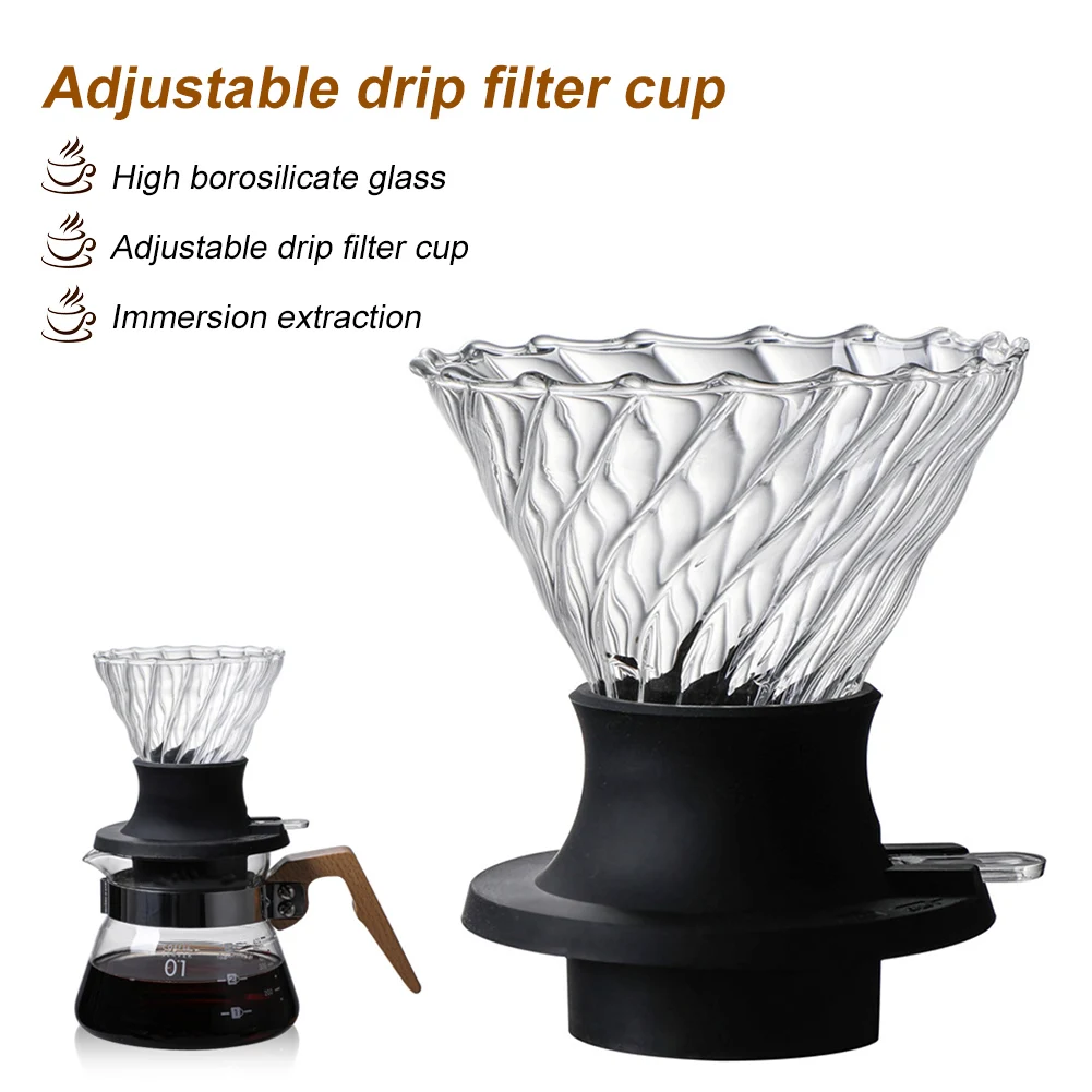 

Coffee Dripper Coffee Maker Filter Pour Over Immersion Hand-Brewed Reusable Glass Coffee Drip Filter Cup Barista Coffeeware