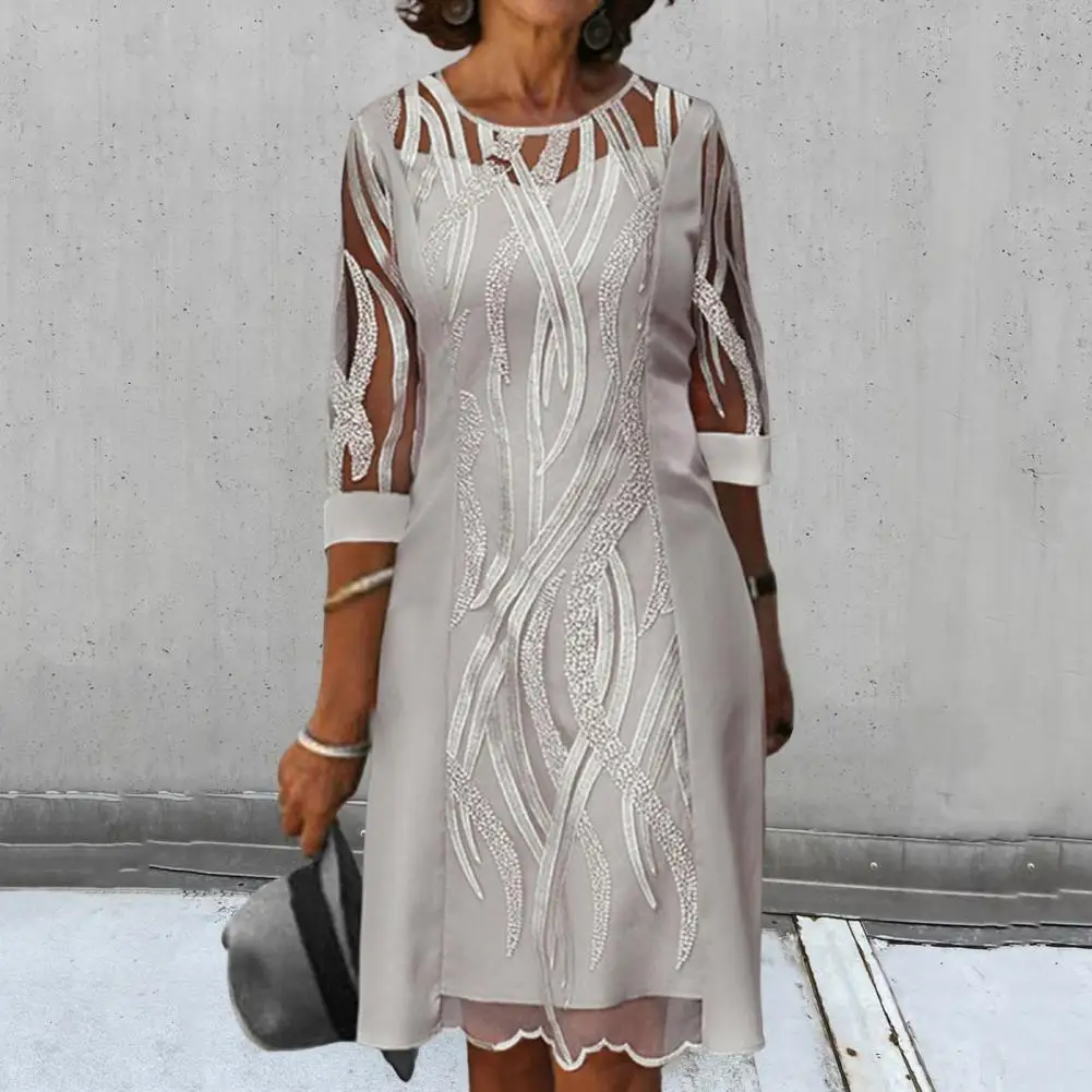 O-neck Half Sleeve Women Dress Solid Color Fake Two Piece Summer Dress Slim Fit Lace Splicing Midi Dress Female Clothing
O-neck Half Sleeve Women Dress Solid Color Fake Two Piece Summer Dress Slim Fit Lace Splicing Midi Dress Female Clothing