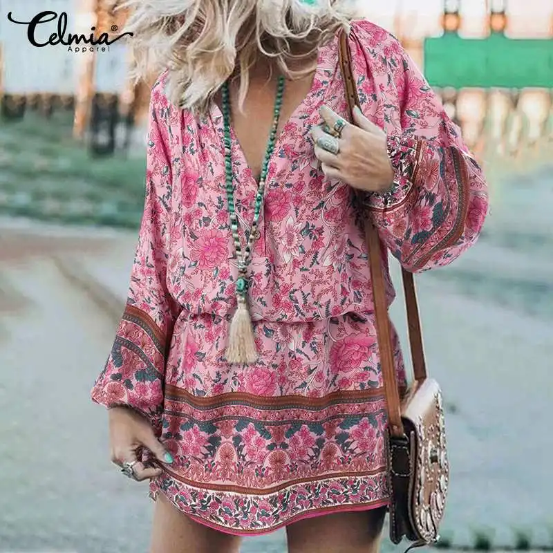 Celmia Vintage Women Floral Printed Dress Bohemian Leisure Short Robe Sexy V Neck Long Lantern Sleeves Mini Vestidos 2022 Spring
Celmia Vintage Women Floral Printed Dress Bohemian Leisure Short Robe Sexy V Neck Long Lantern Sleeves Mini Vestidos 2022 Spring