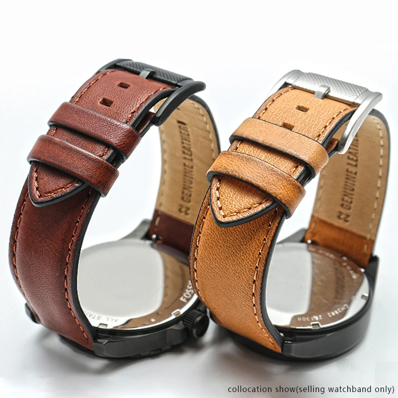 

For Fossil FS5088 FS5380 Timex citizen Watch quick release 20 22mm Italian leather strap Men Khaki brown accessories Wristbands