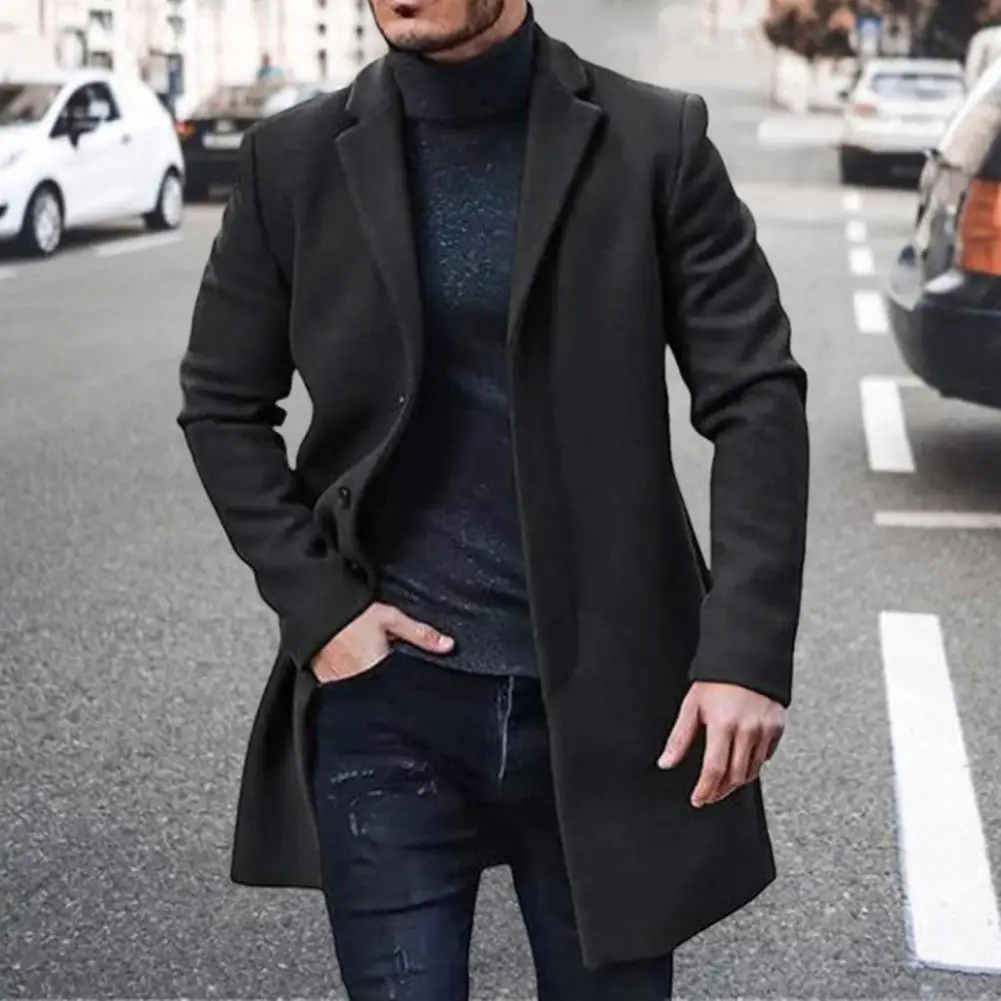 Men Autumn Winter Coat Solid Color Long-sleeve Men Costume Lapel Button Casual Loose Jacket Winter Warm Female Outerwear
Men Autumn Winter Coat Solid Color Long-sleeve Men Costume Lapel Button Casual Loose Jacket Winter Warm Female Outerwear