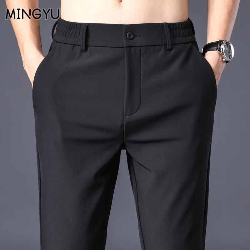 Mingyu Brand Summer Stretch Pants Men Elastic Waist Business Fashion Straight Classic Solid Color Thin Black Casual Trouser Male
Mingyu Brand Summer Stretch Pants Men Elastic Waist Business Fashion Straight Classic Solid Color Thin Black Casual Trouser Male