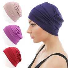 New Womens Soft Muslim Comfy Chemo Cap Sleep Turban Hat Liner for Cancer Hair Loss Cotton Headwear Head wrap Hair accessories