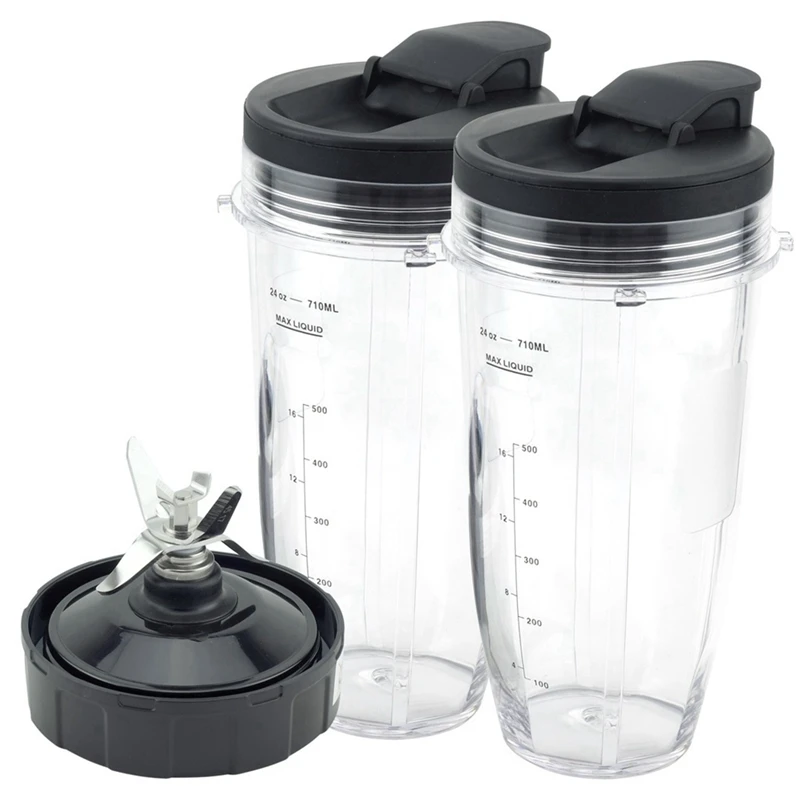 Blender Replacement Parts For Ninja, 2 24Oz Cups With To-Go Lids, 7 Fins Extractor Blade, For Nutri Ninja Auto IQ
Blender Replacement Parts For Ninja, 2 24Oz Cups With To-Go Lids, 7 Fins Extractor Blade, For Nutri Ninja Auto IQ