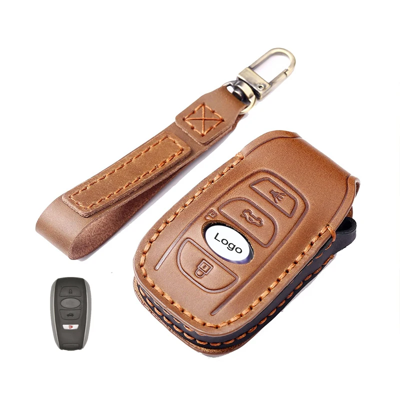 

Ручное шитье автомобильных умных ключей чехол, высококачественный кожаный материал с брелоком, Автомобильный ключ, крышка, оболочка, аксессуары для Subaru