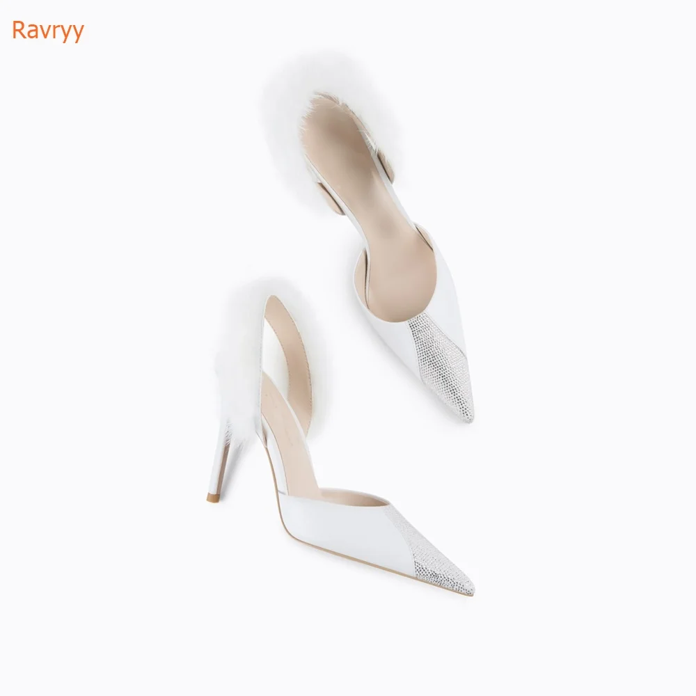 Fur Slingback Women Pumps Sequined Clot Back Strap Pointed Top Thin Heels Mink Leather Splicing Fashion Summer Black White Shoes
Fur Slingback Women Pumps Sequined Clot Back Strap Pointed Top Thin Heels Mink Leather Splicing Fashion Summer Black White Shoes