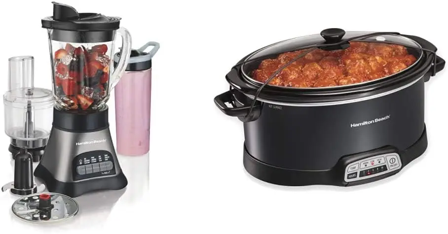 Crusher Blender, Grey & Black (58163) & Beach Portable 7-Quart Programmable Slow Cooker With Lid Latch Strap for Easy Tr
Crusher Blender, Grey & Black (58163) & Beach Portable 7-Quart Programmable Slow Cooker With Lid Latch Strap for Easy Tr