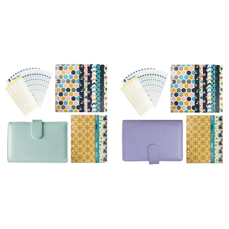 

2 набора, кошелек-конверт для денежных средств, конверты для бюджетных целей, 12 конвертов для денежных средств, синие и фиолетовые
