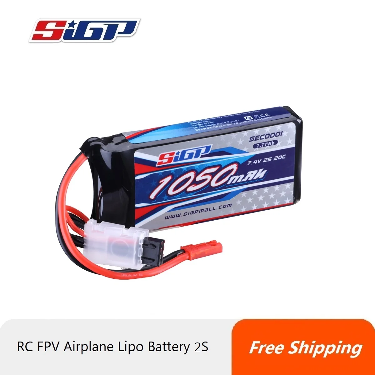 

SIGP 2S Lipo Battery for 1050mAh 7.4V 20C Soft Pack with JST Plug for RC Airplane Quadcopter Helicopter Drone FPV Racing Hobby