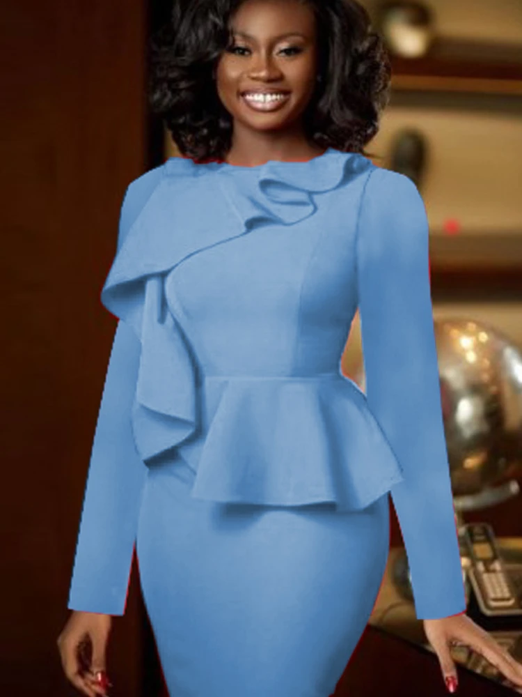 Women Dress Elegant Peplum Ruffles Bodycon Party Office Ladies Red Long Sleeve Modest Event Lady African Autumn Female Robes New
Women Dress Elegant Peplum Ruffles Bodycon Party Office Ladies Red Long Sleeve Modest Event Lady African Autumn Female Robes New