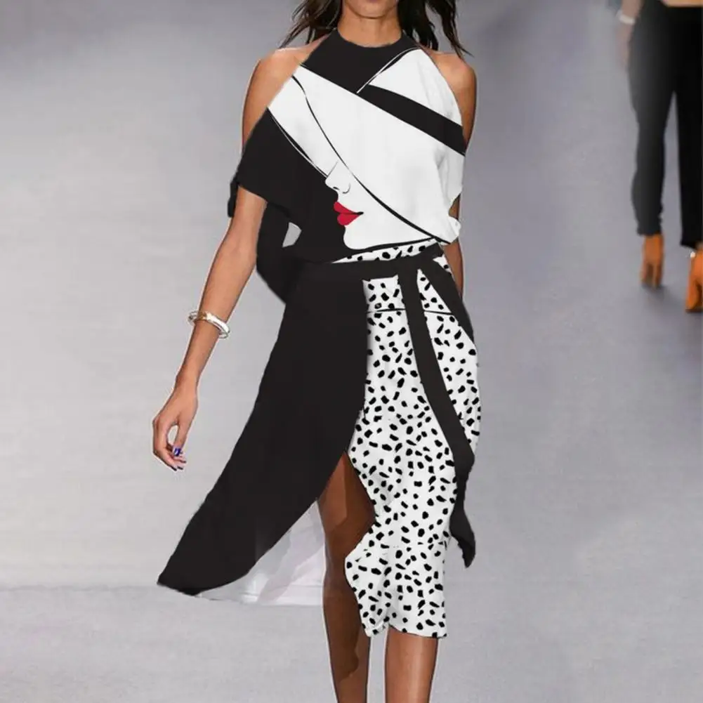 Женское офисное платье миди с принтом лица, летнее приталенное платье с открытыми плечами для банкета 
Женское офисное платье миди с принтом лица, летнее приталенное платье с открытыми плечами для банкета