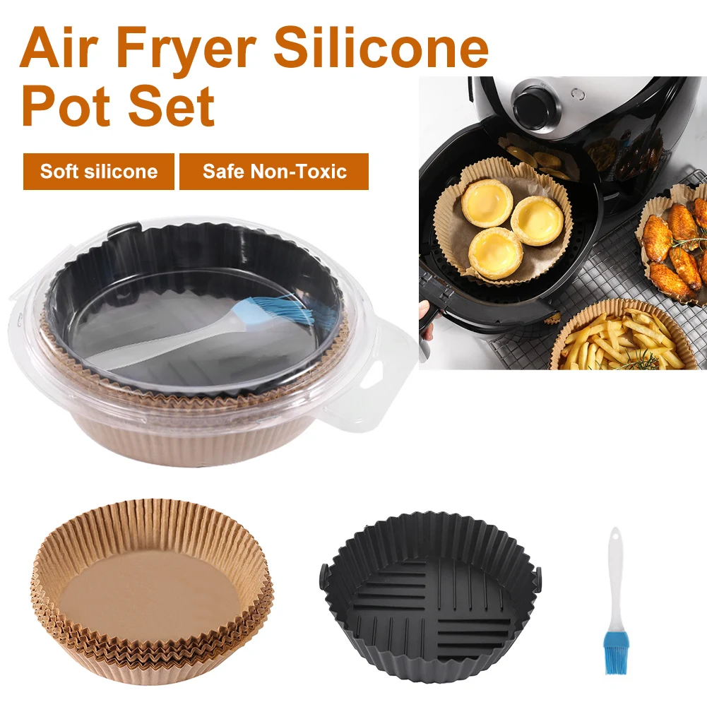 50pcs/100pcs Air Fryer Disposable Paper Liner with Silicone Pot Round Food-Grade Basket Oil-proof Liner Reusable Pot with Brush
50pcs/100pcs Air Fryer Disposable Paper Liner with Silicone Pot Round Food-Grade Basket Oil-proof Liner Reusable Pot with Brush