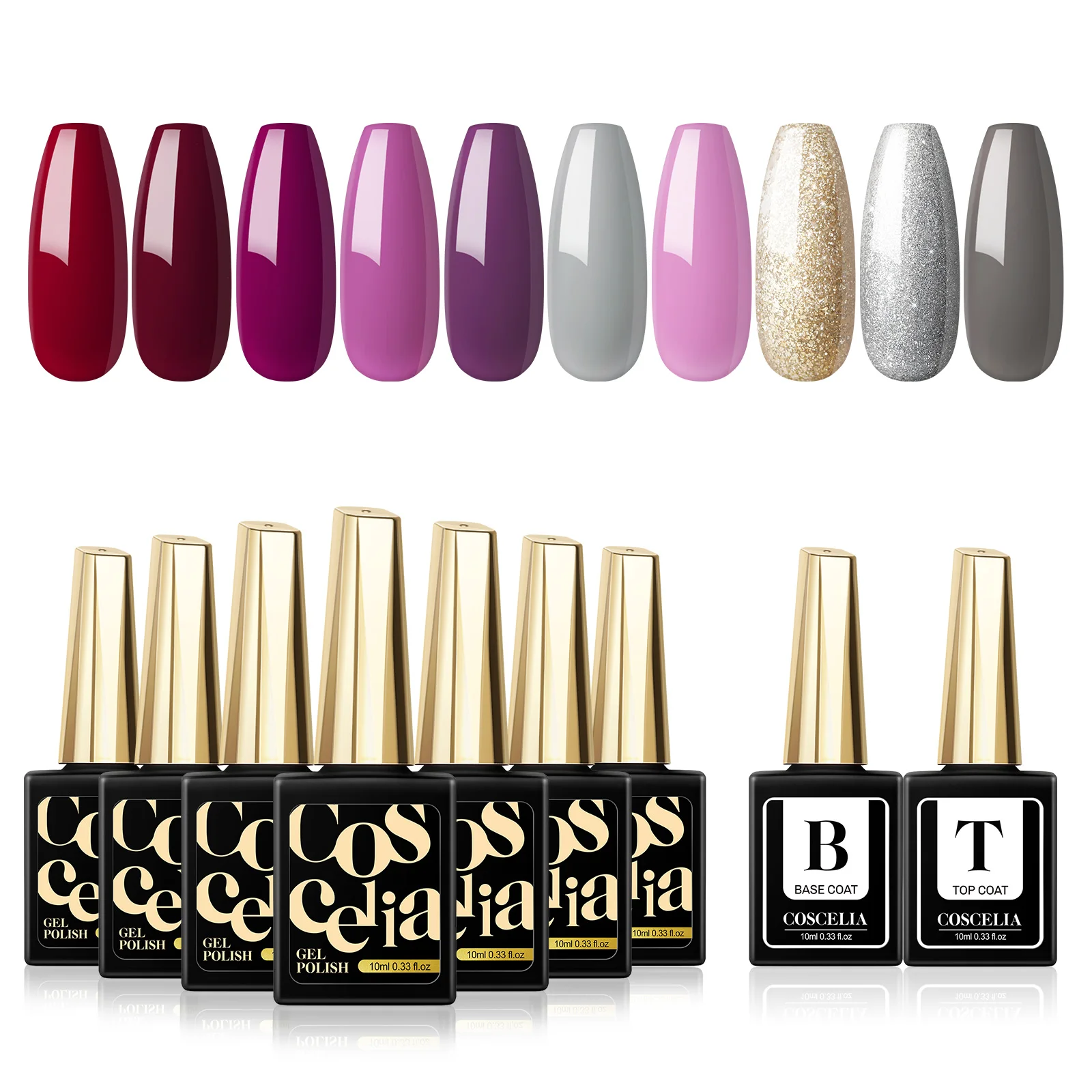 COSCELIA 10ML 10 Pcs Gel Nail Polish Set Soak Off Nail Gel Polish with Top Base Gel Coat Gift for Mum
COSCELIA 10ML 10 Pcs Gel Nail Polish Set Soak Off Nail Gel Polish with Top Base Gel Coat Gift for Mum