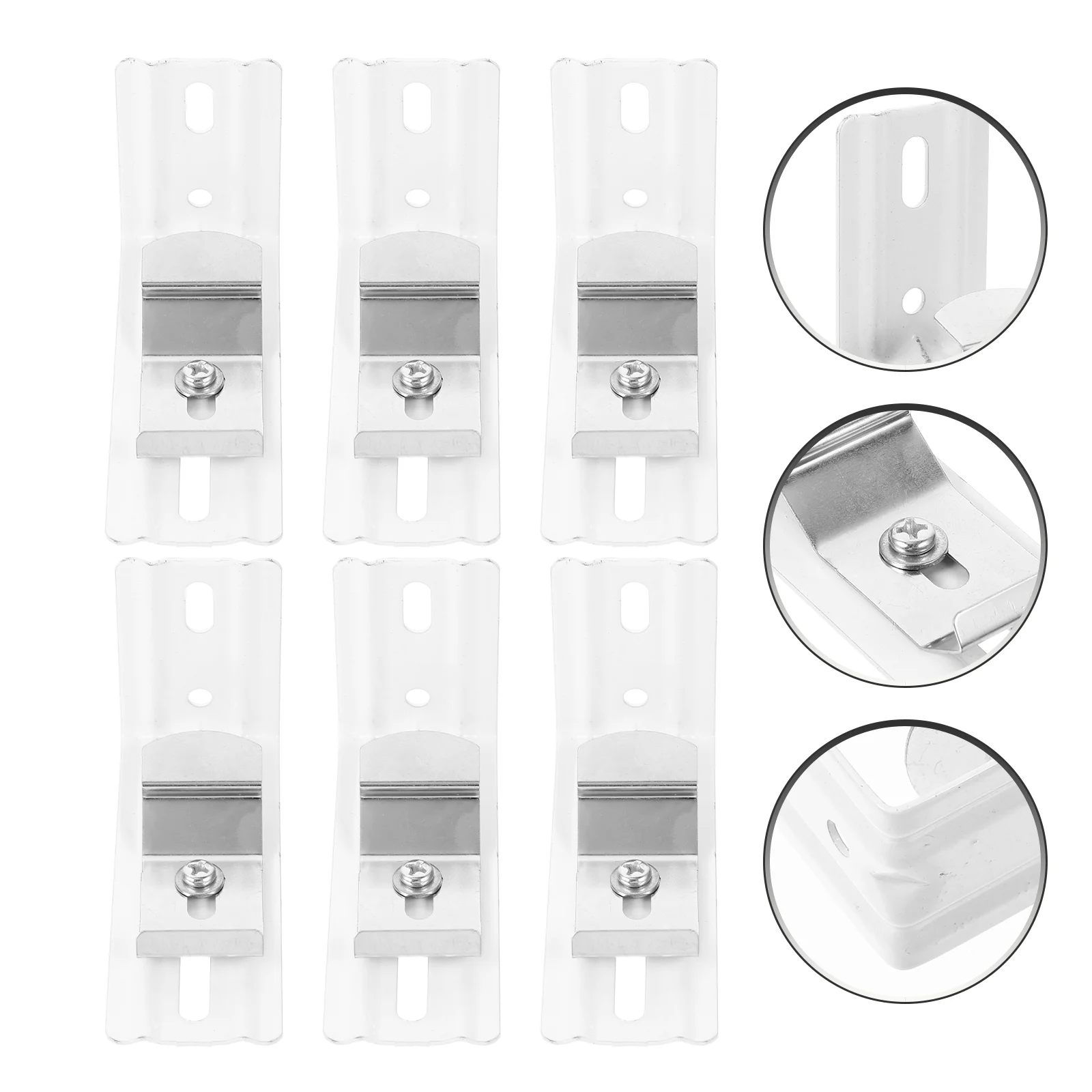 6 Pcs Mounting Brackets Valance Clips For Curtain Rods Over Blinds Household Rail Track Metal Vertical Replacement Slats
6 Pcs Mounting Brackets Valance Clips For Curtain Rods Over Blinds Household Rail Track Metal Vertical Replacement Slats