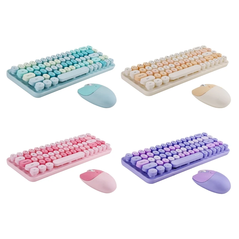 Wireless Keyboard and Mouse Combo Cute Retro Keyboard with Colorful Round Keys, 2.4GHz Small Size PC Keyboard Mouse Set
Wireless Keyboard and Mouse Combo Cute Retro Keyboard with Colorful Round Keys, 2.4GHz Small Size PC Keyboard Mouse Set