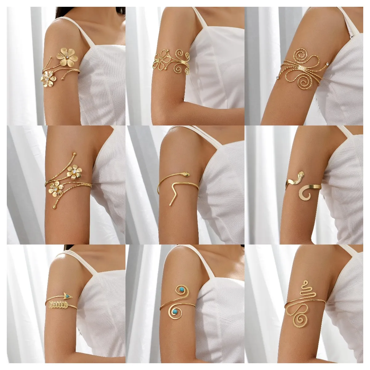 Gold Hoop Arm Ring Flower Snake Punk Feather Gold Fashion Upper Arm Bracelet Ornament Metal Geometric Wrapped Arm Bangle Jewelry
Gold Hoop Arm Ring Flower Snake Punk Feather Gold Fashion Upper Arm Bracelet Ornament Metal Geometric Wrapped Arm Bangle Jewelry
