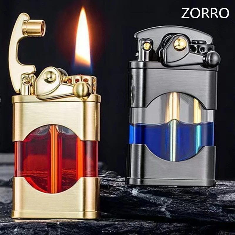 ZORRO Creative Rocker Kerosene Lighter Metal Visible Transparent Oil Bin Old Style Grinding Wheel Smoking Accessories Gadgets
ZORRO Creative Rocker Kerosene Lighter Metal Visible Transparent Oil Bin Old Style Grinding Wheel Smoking Accessories Gadgets