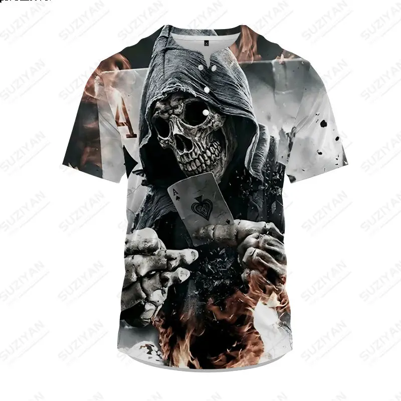 Skull Head 3D Full Print Harajuku Short Sleeve Button Style T-shirt Casual Fashion Loose Plus Size Summer Men's Top Breathable 
Skull Head 3D Full Print Harajuku Short Sleeve Button Style T-shirt Casual Fashion Loose Plus Size Summer Men's Top Breathable