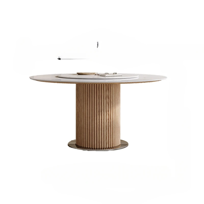 

Современный обеденный стол с поворотным механизмом на 360 °, кухонная мебель, каменная плита 12 мм и устойчивый круглый стол из массива дерева толщиной 18 мм