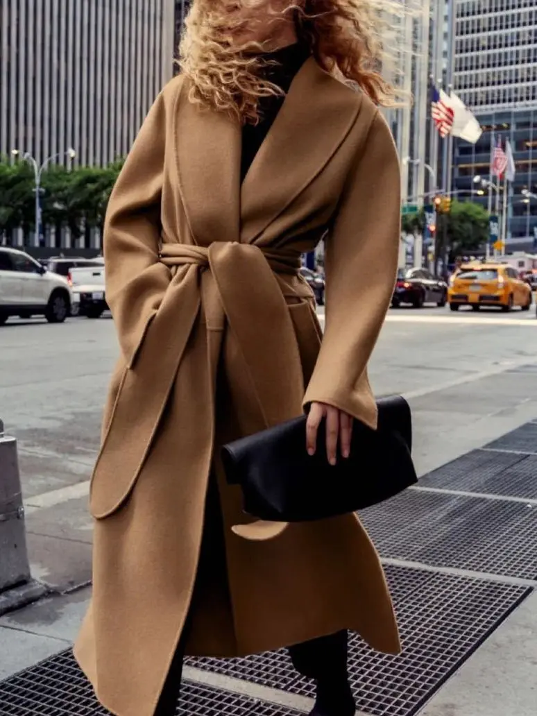 Women Double-sided Woolen Mid-Length Coat Large Pockets 2021 New Long Sleeve Ladies Warm Long Jacket Outwear Top With Sashes
Women Double-sided Woolen Mid-Length Coat Large Pockets 2021 New Long Sleeve Ladies Warm Long Jacket Outwear Top With Sashes