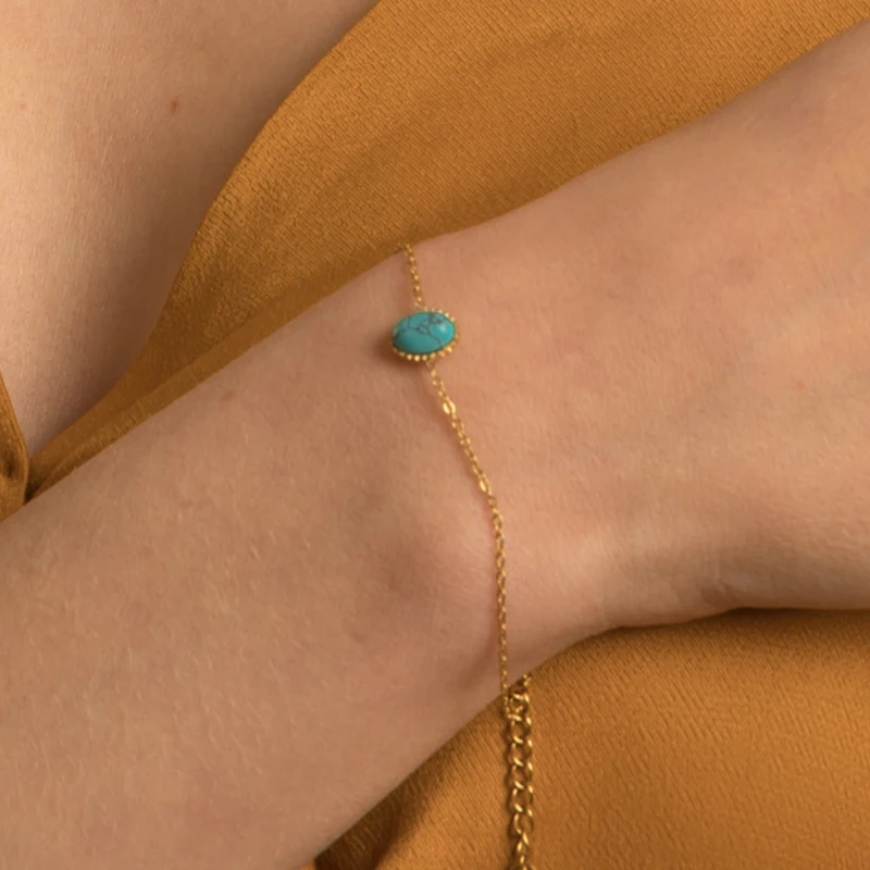 Natural Stone Bracelet for Women Exquisite Stainless Steel Chain Elegant High-grade Turquoise Charm Bracelet Jewelry Gift
Natural Stone Bracelet for Women Exquisite Stainless Steel Chain Elegant High-grade Turquoise Charm Bracelet Jewelry Gift