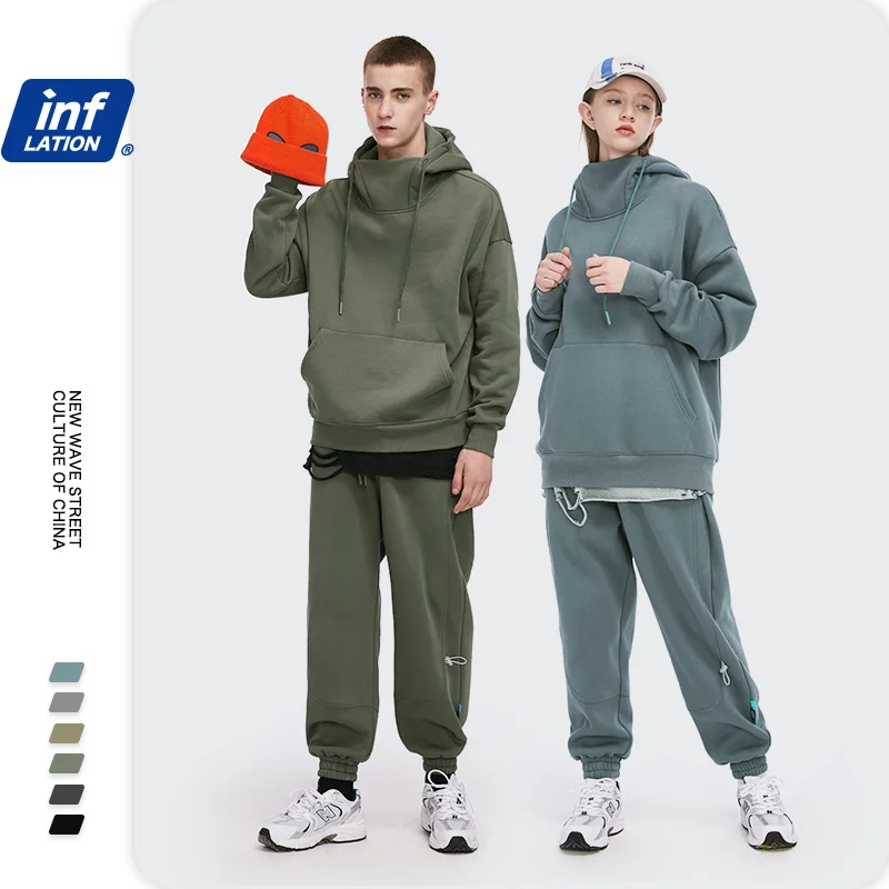 INFLATION Men Thick Fleece Tracksuit Winter Warm Hoodie and Sweatpant Set Unisex High Collar Oversized Jogging Suit
INFLATION Men Thick Fleece Tracksuit Winter Warm Hoodie and Sweatpant Set Unisex High Collar Oversized Jogging Suit