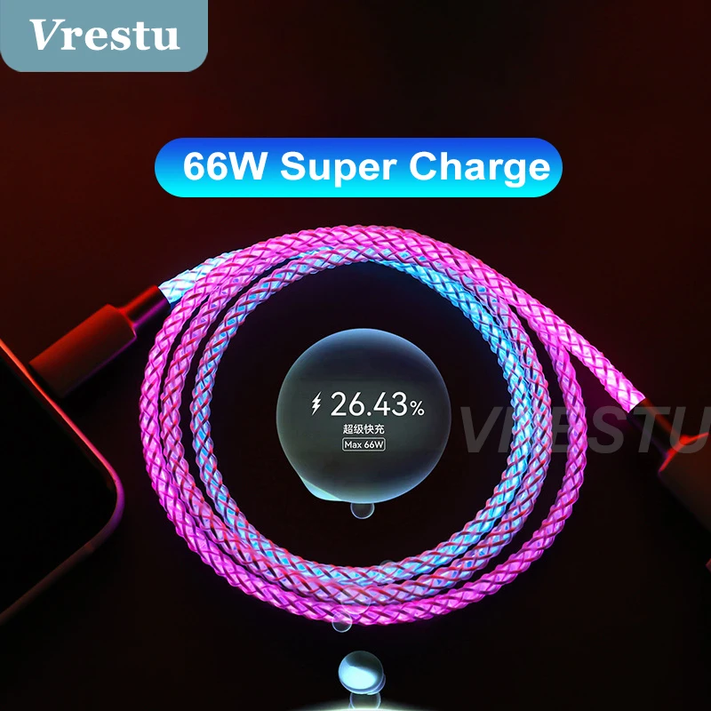 6A 66W USB Type C Cable for Huawei Mate 40 Pro Samsung AFC RGB Glowing Light Supervooc USBC Data Cord 65W for OPPO Realme GT NEO
6A 66W USB Type C Cable for Huawei Mate 40 Pro Samsung AFC RGB Glowing Light Supervooc USBC Data Cord 65W for OPPO Realme GT NEO