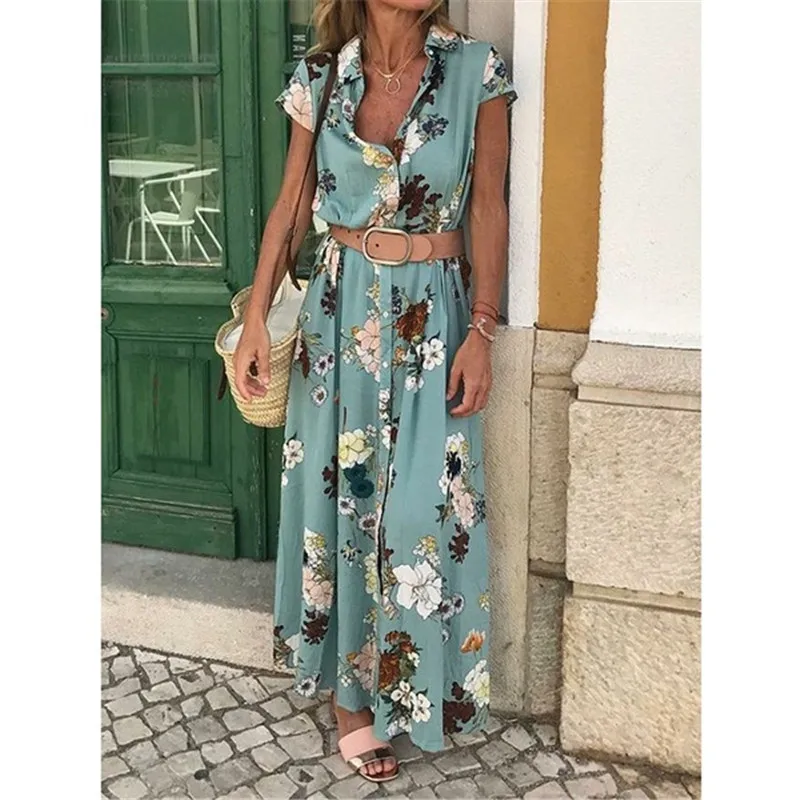 New Fashion Women's Bohemian Lapel Flower Print Button Long Dress Casual Loose Dress (With Belt) Sizes S-2XL
New Fashion Women's Bohemian Lapel Flower Print Button Long Dress Casual Loose Dress (With Belt) Sizes S-2XL