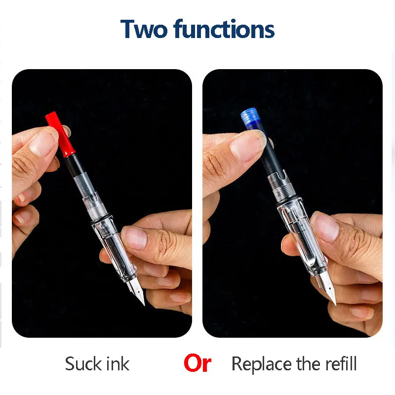 Student Kawaii Fountain Pen Replacable Ink Set Black/Blue/Red ink EF 0.38 mm School Pens Office Supplies Stationery for Writing |