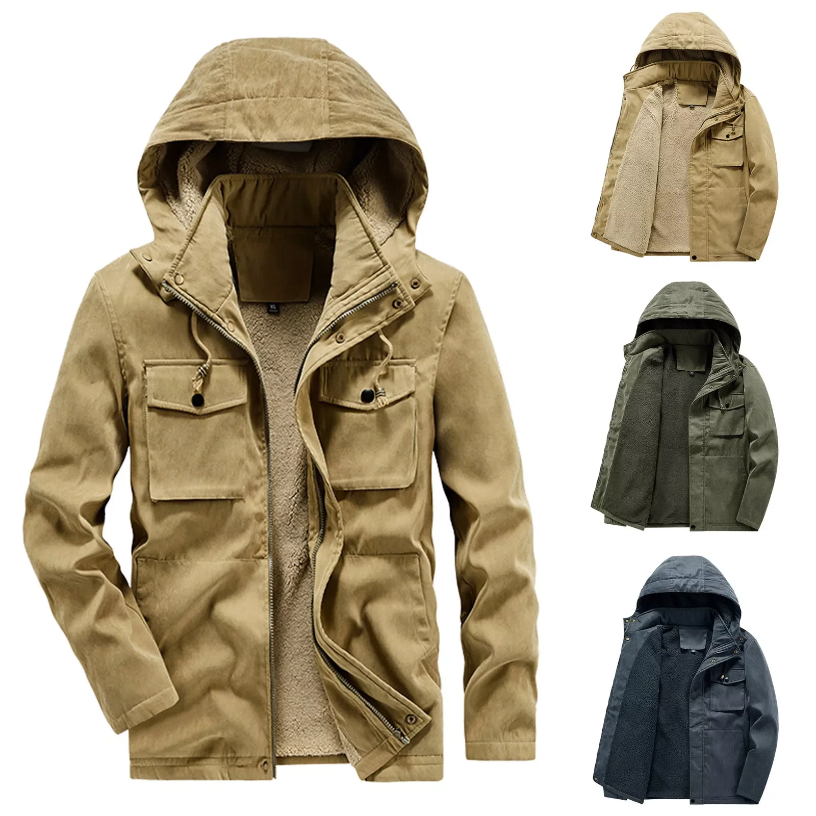 NEW IN Male H Solid Outdoor Cargo Jackets Hooded Long Sleeve Multi Pocket Coat Canvas Jacket For Men 
NEW IN Male H Solid Outdoor Cargo Jackets Hooded Long Sleeve Multi Pocket Coat Canvas Jacket For Men
