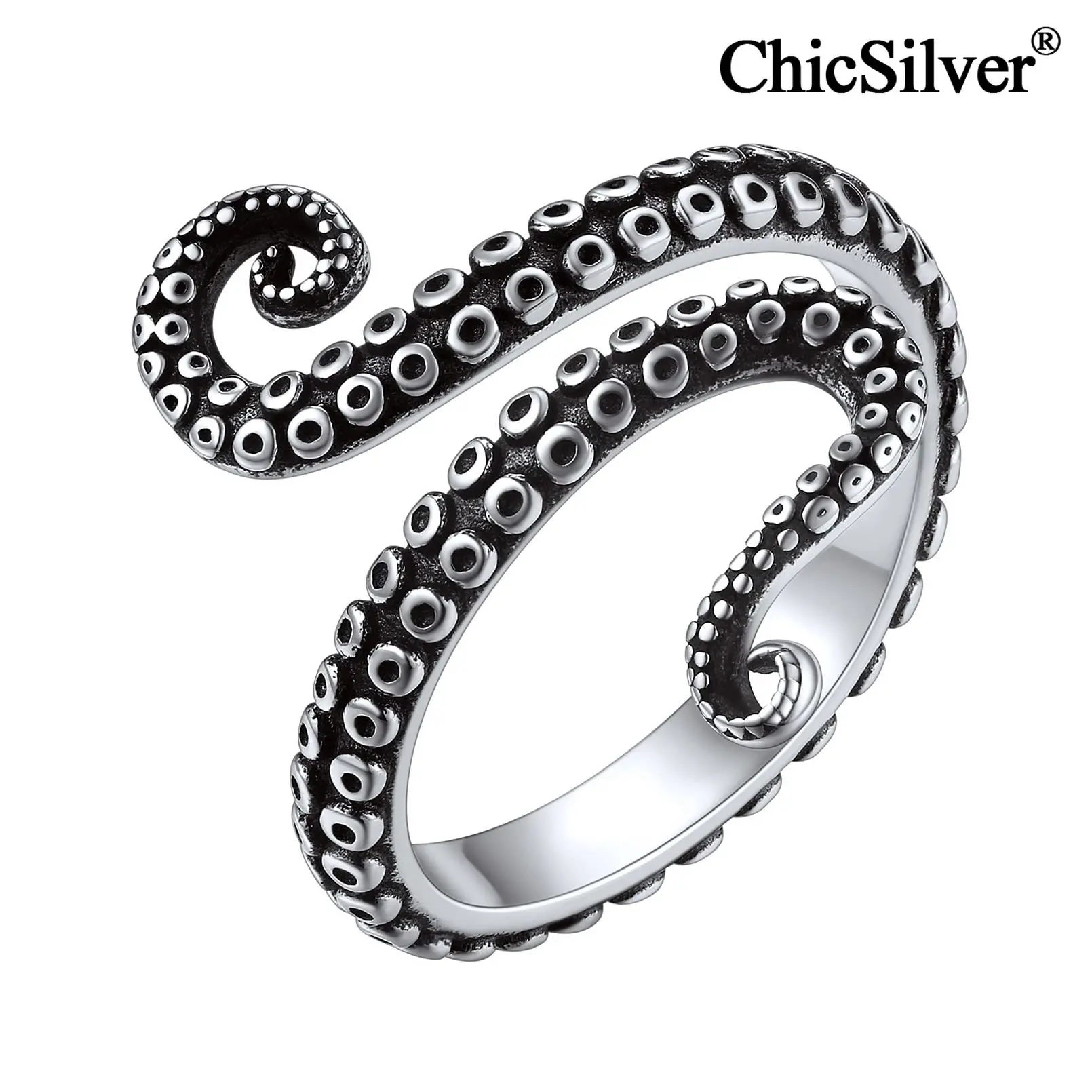 ChicSilver Octopus Ring 925 Sterling Silver Punk Vintage Sea Monster Open Adjustable Stacking Ring for Women Men Gifts Size 8
ChicSilver Octopus Ring 925 Sterling Silver Punk Vintage Sea Monster Open Adjustable Stacking Ring for Women Men Gifts Size 8