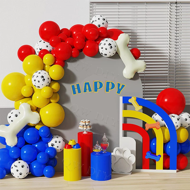 

Blue Yellow Red Balloons Paw Bone Decoration Party arche ballon anniversaire globos decorativos para fiesta Happy Birthday Boy
