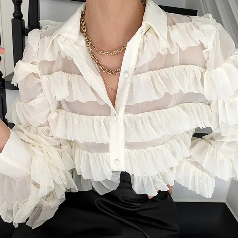 Women Sexy Single Breasted Long Sleeve Crop Top Lapel Loose Stitching Cake Lantern Sleeve Top Asymmetrical Hem Casual Top Women
Women Sexy Single Breasted Long Sleeve Crop Top Lapel Loose Stitching Cake Lantern Sleeve Top Asymmetrical Hem Casual Top Women
