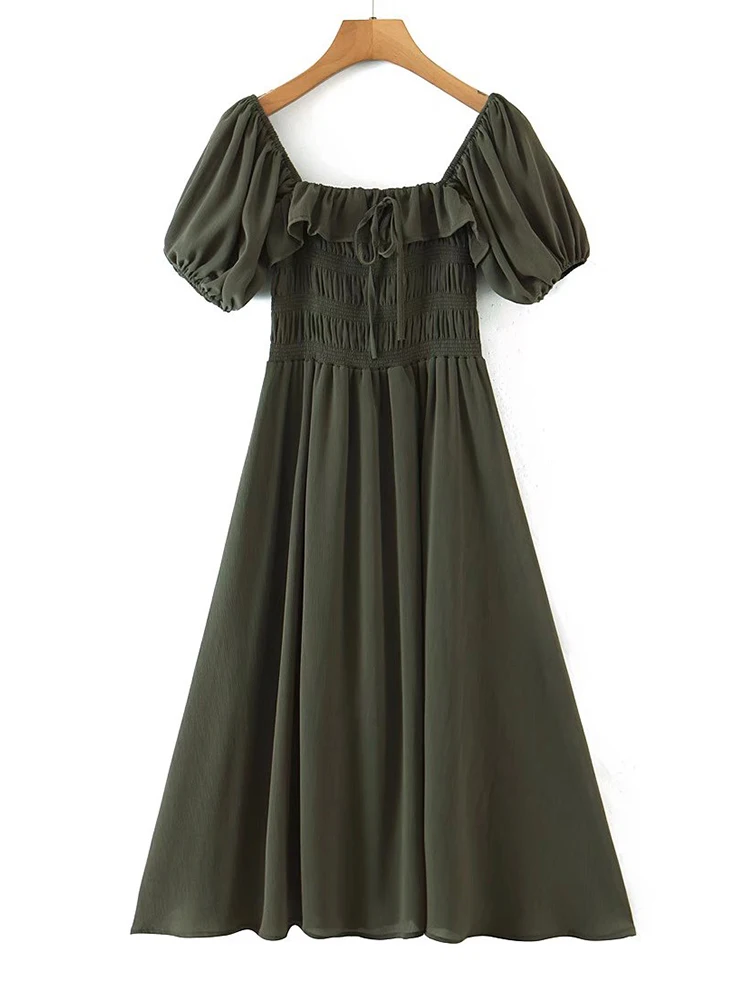 YENKYE Summer Women Vintage Dark Green Puff Sleeve Dress Elegant Square Neck Ladies Casual Dress Midi Vestido
YENKYE Summer Women Vintage Dark Green Puff Sleeve Dress Elegant Square Neck Ladies Casual Dress Midi Vestido