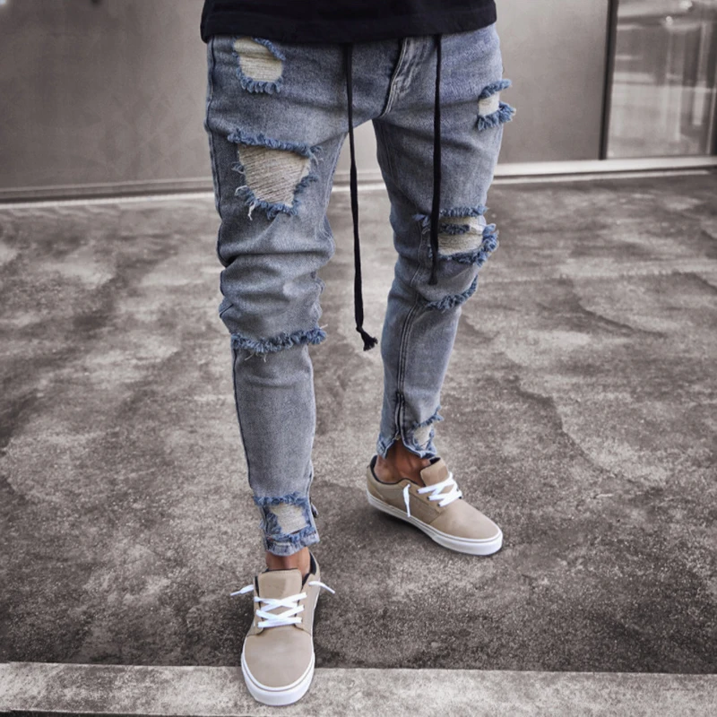 Men Vintage Casual Ripped Hole Hip hop Skinny Jeans Streetwear Male Destroyed Casual Jogger Denim Trousers Clothing Pants
Men Vintage Casual Ripped Hole Hip hop Skinny Jeans Streetwear Male Destroyed Casual Jogger Denim Trousers Clothing Pants