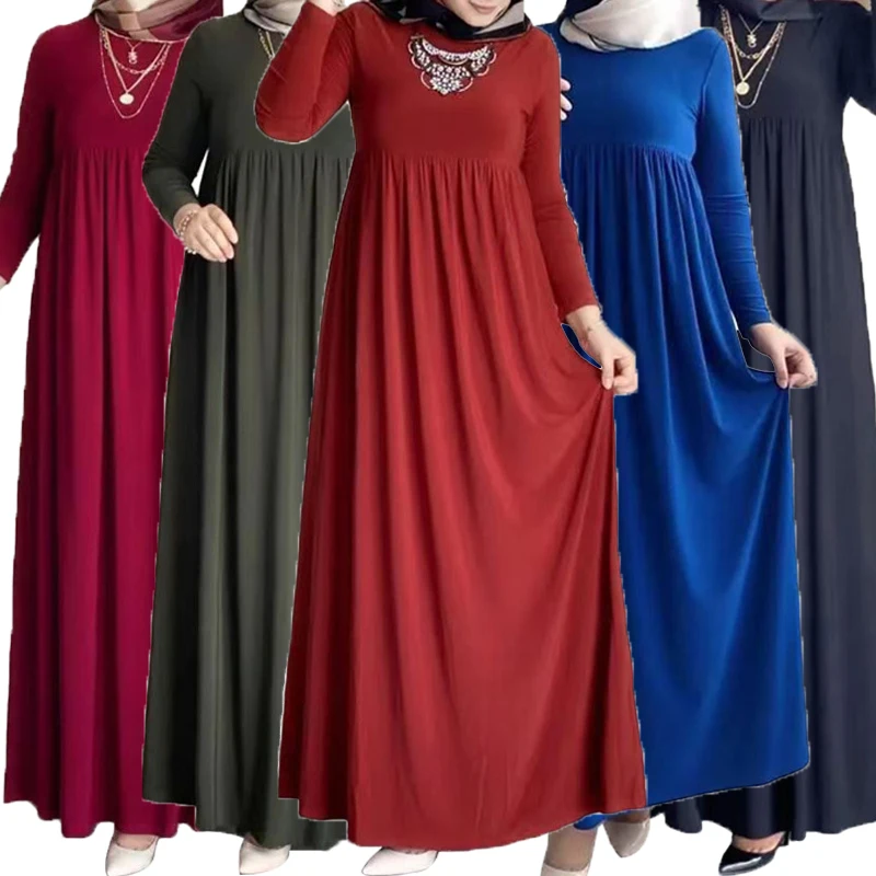 

ИД мусульманское женское длинное платье макси повседневная мусульманская одежда Дубай абайя Турция Кафтан халат Рамадан Djellaba длинное платье платья
